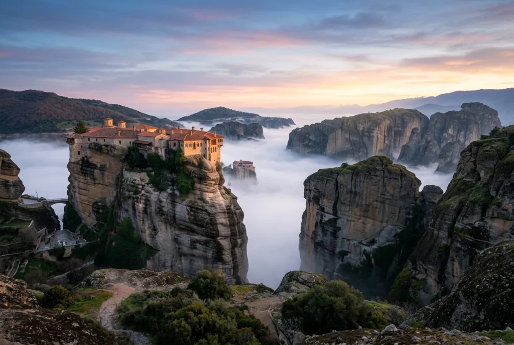 Meteora monasteries at dawn 