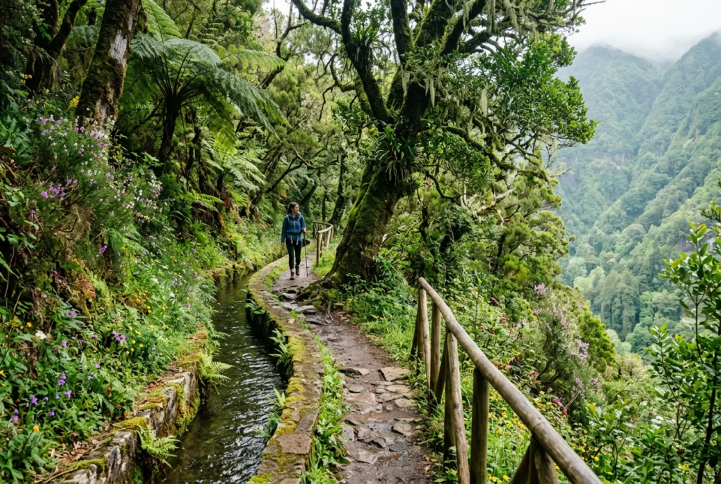 Madeira levada trail in spring